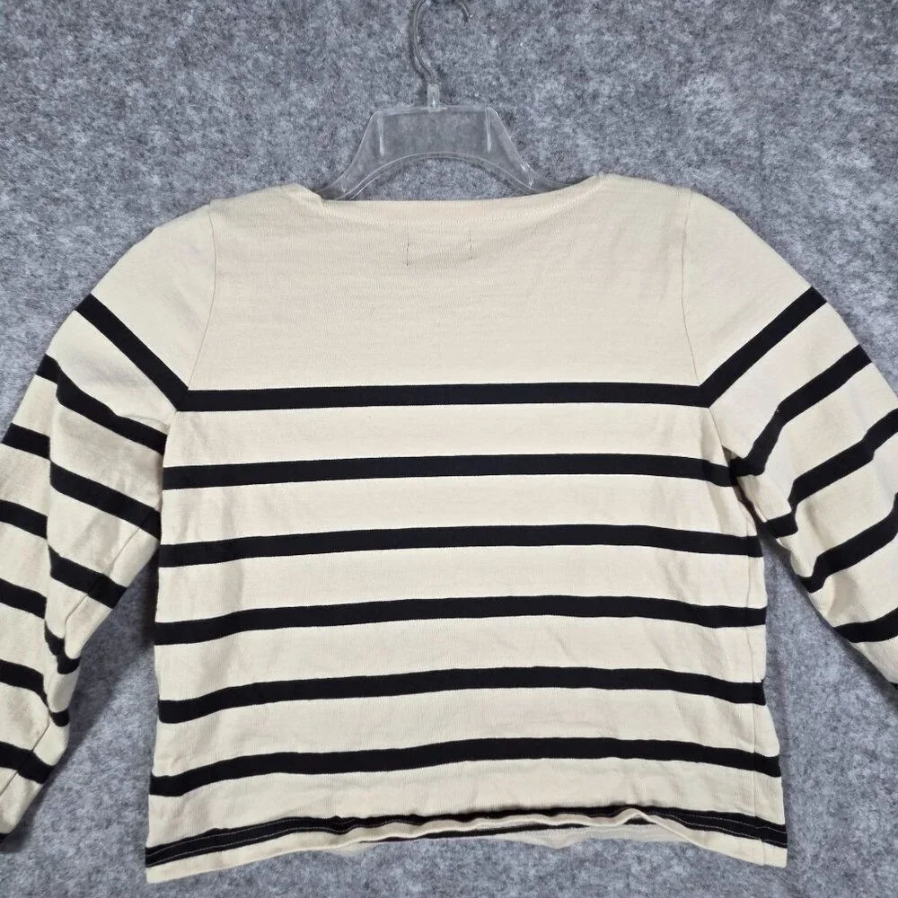 J.Crew Classic Fit Knit Top Women's Cream Size S Long Sleeve Preppy Coastal Quie